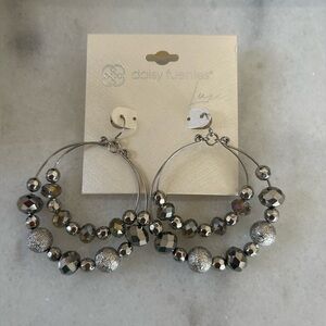 Daisy Fuentes Double Beaded Hoop Drop Earrings